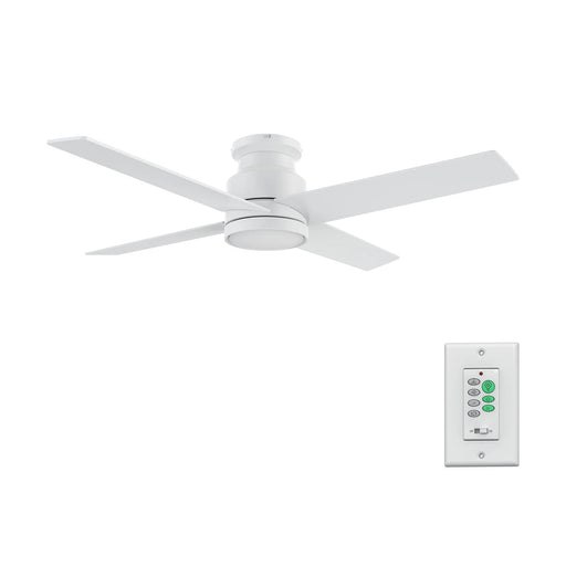Carro Santana 52in 4-Blade Flush Mount Ceiling Fan | White Plywood Blades | Bedroom & Living Room | 52 x 52 x 11 in, DC | Model CFW524E5-N10-W1-1-FM