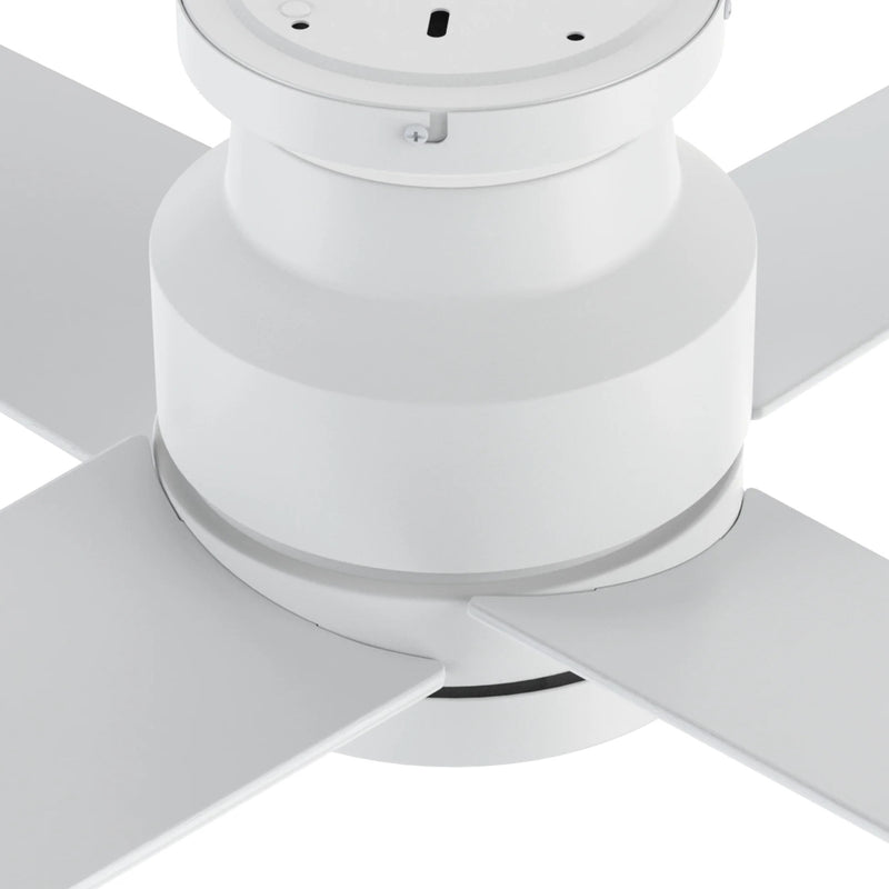 Carro Santana 52in 4-Blade Flush Mount Ceiling Fan | White Plywood Blades | Bedroom & Living Room | 52 x 52 x 11 in, DC | Model CFW524E5-N10-W1-1-FM