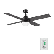 Carro Kimball 52in 4-Blade Ceiling Fan | Modern Black and Plywood | Living Room & Bedroom | 52 x 52 x 16.9 in, Integrated LED | Model CFW524E6-L12-B2-1