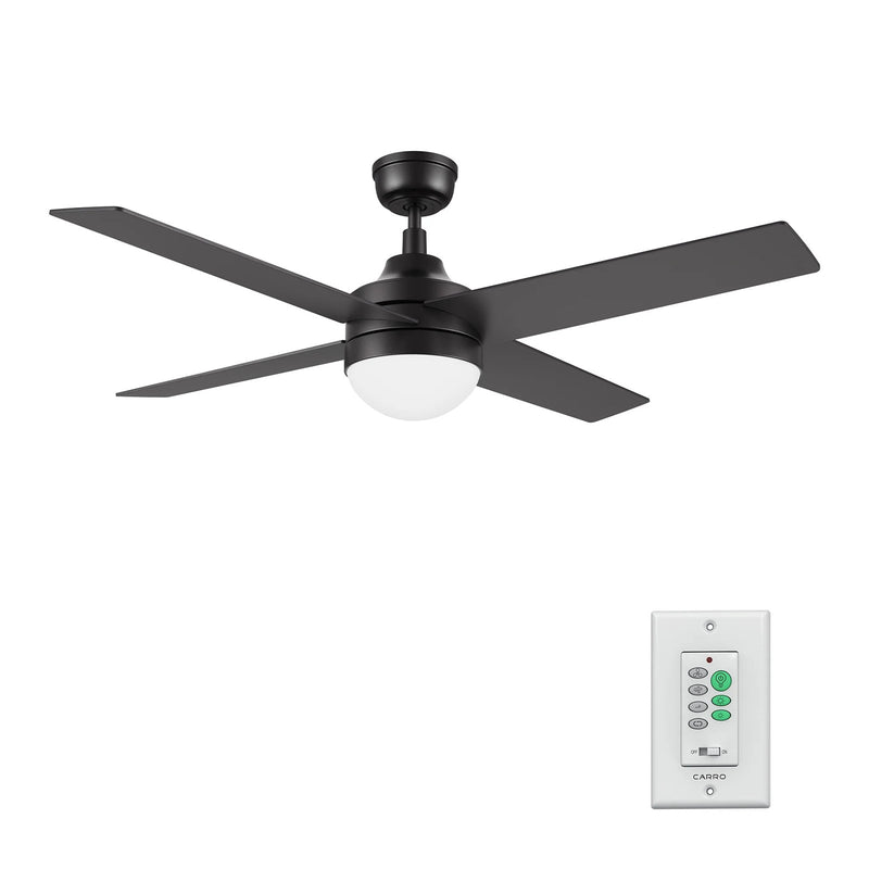 Carro Kimball 52in 4-Blade Ceiling Fan | Modern Black and Plywood | Living Room & Bedroom | 52 x 52 x 16.9 in, Integrated LED | Model CFW524E6-L12-B2-1