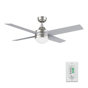 Carro Kimball 52in 4-Blade Ceiling Fan | Modern Brushed Nickel and Plywood | Living Room & Bedroom | 52 x 52 x 16.9 in | Model CFW524E6-L12-SJ-1