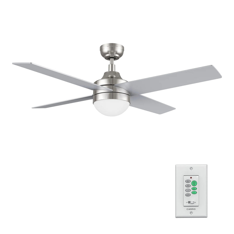 Carro Kimball 52in 4-Blade Ceiling Fan | Modern Brushed Nickel and Plywood | Living Room & Bedroom | 52 x 52 x 16.9 in | Model CFW524E6-L12-SJ-1