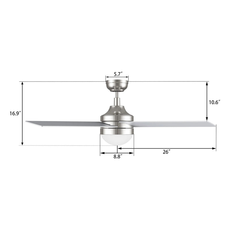 Carro Kimball 52in 4-Blade Ceiling Fan | Modern Brushed Nickel and Plywood | Living Room & Bedroom | 52 x 52 x 16.9 in | Model CFW524E6-L12-SJ-1