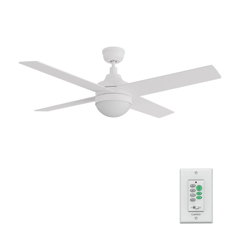 Carro Kimball 52in 4-Blade Ceiling Fan | Modern White and Plywood | Living Room & Bedroom | 52 x 52 x 16.9 in, Integrated LED | Model CFW524E6-L12-W1-1