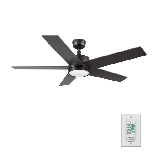 Carro Santana 52in 5-Blade Ceiling Fan | Modern Black and Plywood | Living Room & Bedroom | 52 x 52 x 15 in, Integrated LED 4000K | Model CFW525E5-L11-B2-1