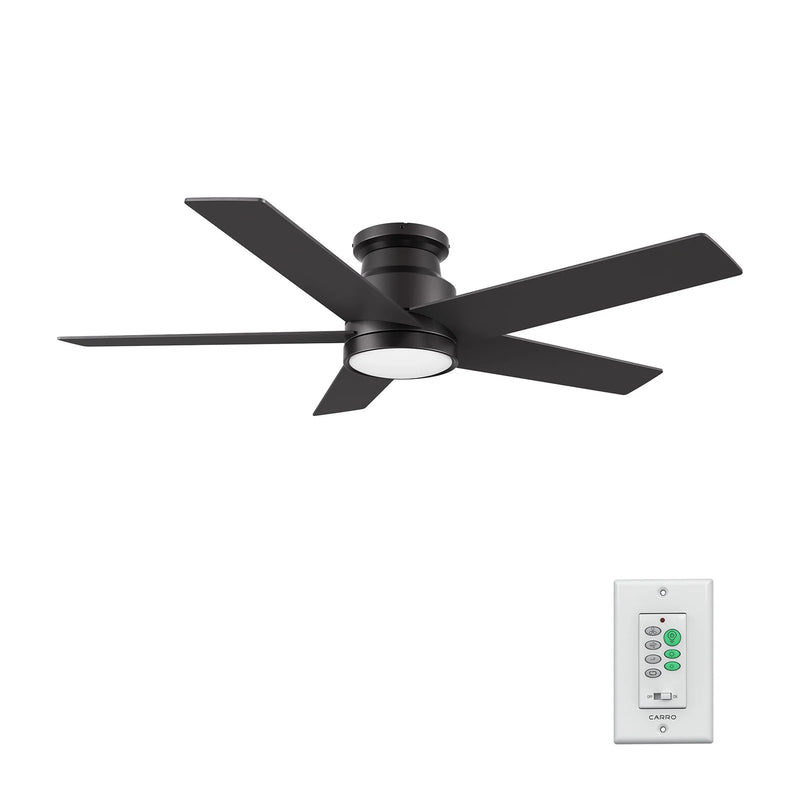 Carro Santana 52in 5-Blade Flush Mount Ceiling Fan | Black Plywood Blades and Integrated LED | Living Room & Bedroom | 52 x | Model CFW525E5-L11-B2-1-FM