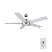 Carro Santana 52in 5-Blade Ceiling Fan | Brushed Nickel Plywood Blades and Integrated LED | Living Room & Bedroom | 52 x 52 x 15 | Model CFW525E5-L11-SJ-1