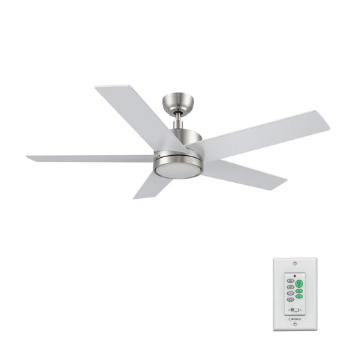 Carro Santana 52in 5-Blade Ceiling Fan | Brushed Nickel Plywood Blades and Integrated LED | Living Room & Bedroom | 52 x 52 x 15 | Model CFW525E5-L11-SJ-1