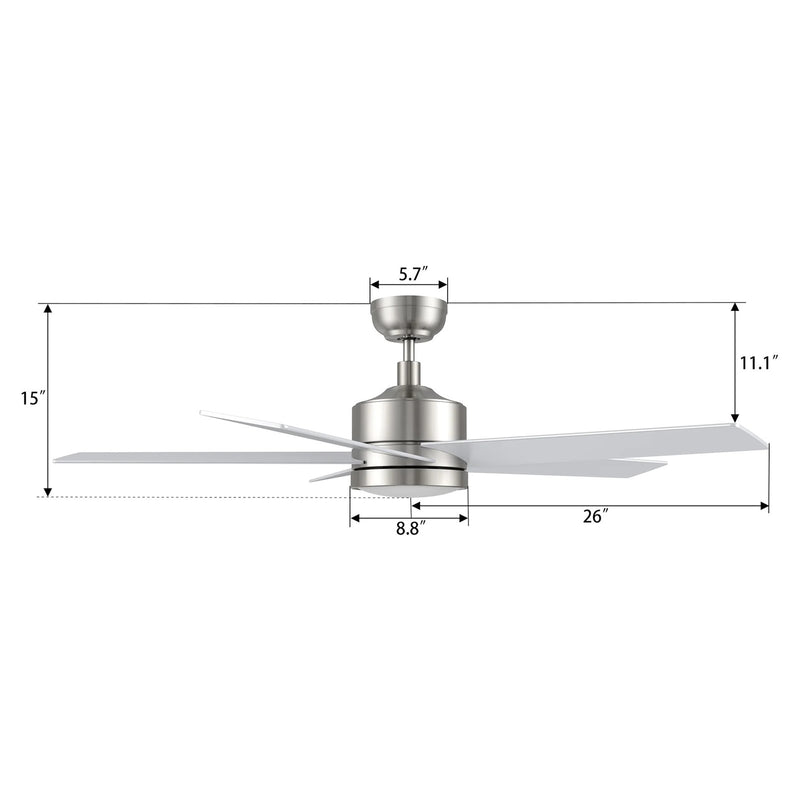 Carro Santana 52in 5-Blade Ceiling Fan | Brushed Nickel Plywood Blades and Integrated LED | Living Room & Bedroom | 52 x 52 x 15 | Model CFW525E5-L11-SJ-1
