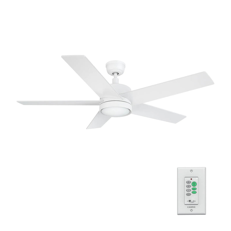 Carro Santana 52in 5-Blade Ceiling Fan | White Plywood Blades and Integrated LED | Living Room & Bedroom | 52 x 52 x 15 in | Model CFW525E5-L11-W1-1