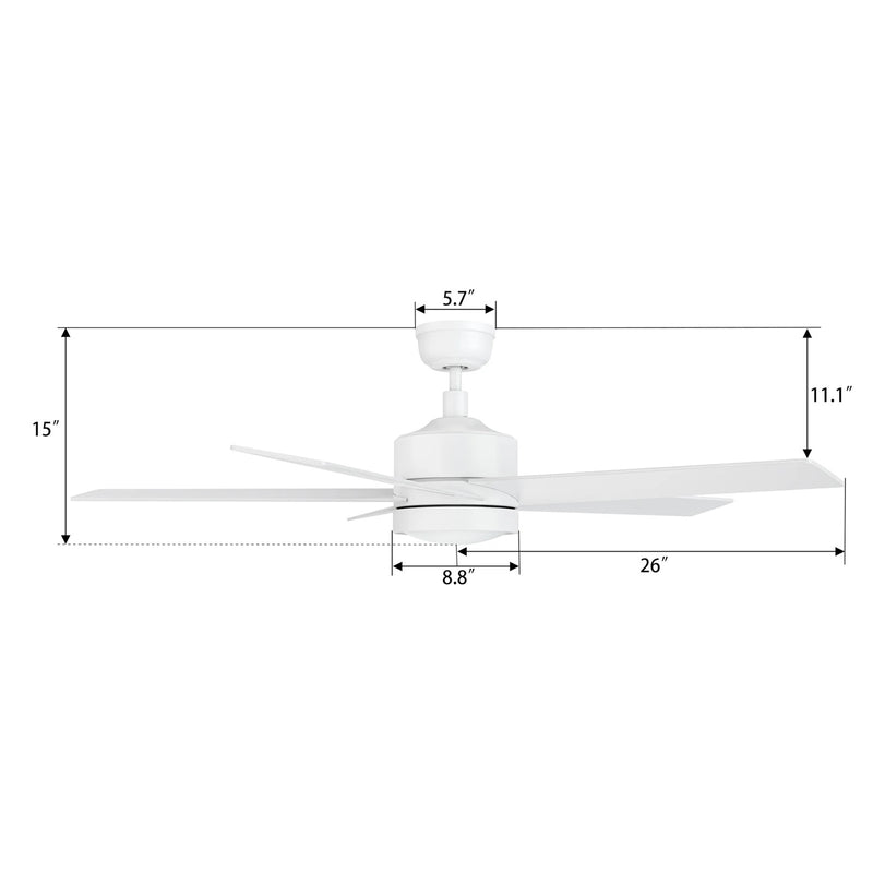 Carro Santana 52in 5-Blade Ceiling Fan | White Plywood Blades and Integrated LED | Living Room & Bedroom | 52 x 52 x 15 in | Model CFW525E5-L11-W1-1