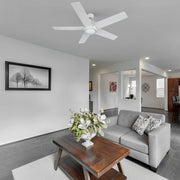 Carro Santana 52in 5-Blade Ceiling Fan | White Plywood Blades and Integrated LED | Living Room & Bedroom | 52 x 52 x 15 in | Model CFW525E5-L11-W1-1