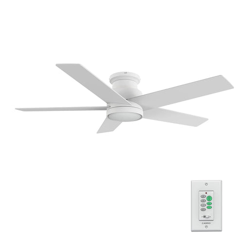 Carro Santana 52in 5-Blade Flush Mount Ceiling Fan | Modern White Plywood Blades | Living Room & Bedroom | 52 x 52 x 11 in | Model CFW525E5-L11-W1-1-FM