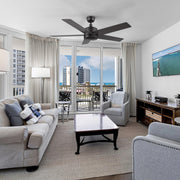 Carro Santana 52in 5-Blade Ceiling Fan | Modern Black Plywood Blades | Living Room & Bedroom | 52 x 52 x 15 in, DC Motor | Model CFW525E5-N10-B2-1