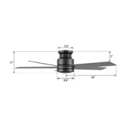 Carro Santana 52in 5-Blade Flush Mount Ceiling Fan | Modern Black Plywood Blades | Living Room & Bedroom | 52 x 52 x 11 in | Model CFW525E5-N10-B2-1-FM