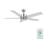 Carro Santana 52in 5-Blade Ceiling Fan | Modern Brushed Nickel Plywood Blades | Living Room & Bedroom | 52 x 52 x 15 in, DC Motor | Model CFW525E5-N10-SJ-1