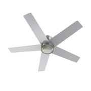 Carro Santana 52in 5-Blade Flush Mount Ceiling Fan | Modern Brushed Nickel and Plywood | Living Room & Bedroom | 52 x 52 x 11 | Model CFW525E5-N10-SJ-1-FM