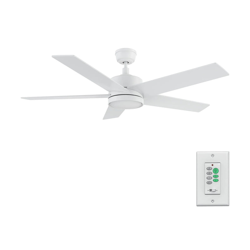 Carro Santana 52in 5-Blade Ceiling Fan | Modern White and Plywood | Living Room & Bedroom | 52 x 52 x 15 in | Model CFW525E5-N10-W1-1