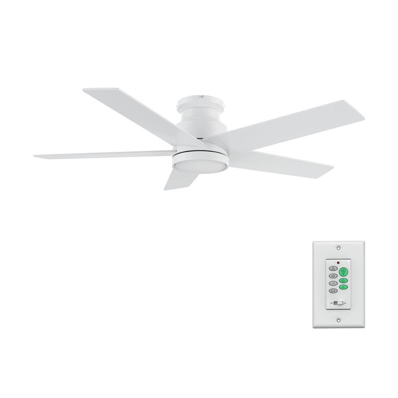 Carro Santana 52in 5-Blade Flush Mount Ceiling Fan | Modern White and Plywood | Living Room & Bedroom | 52 x 52 x 11 in | Model CFW525E5-N10-W1-1-FM