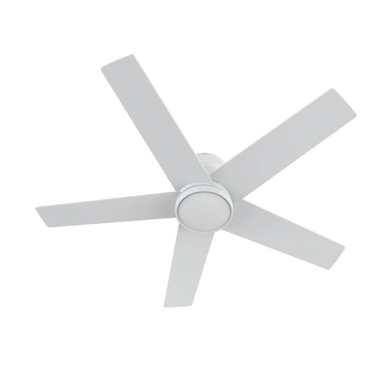 Carro Santana 52in 5-Blade Flush Mount Ceiling Fan | Modern White and Plywood | Living Room & Bedroom | 52 x 52 x 11 in | Model CFW525E5-N10-W1-1-FM