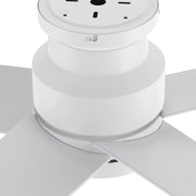 Carro Santana 52in 5-Blade Flush Mount Ceiling Fan | Modern White and Plywood | Living Room & Bedroom | 52 x 52 x 11 in | Model CFW525E5-N10-W1-1-FM