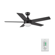 Carro Kimball 52in 5-Blade Ceiling Fan with LED Light | Modern Black and Plywood | Living Room & Bedroom | 52 x 52 x 16.9 in | Model CFW525E6-L11-B2-1