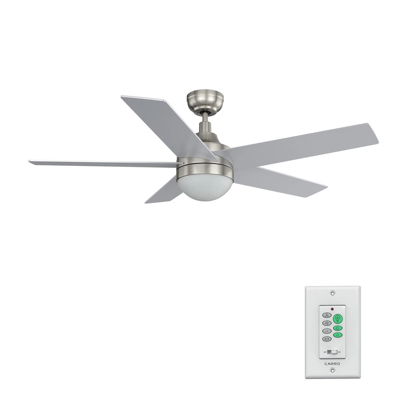 Carro Kimball 52in 5-Blade Ceiling Fan | Brushed Nickel Plywood Blades with Integrated LED | Living Room & Bedroom | 52 x 52 x | Model CFW525E6-L11-SJ-1