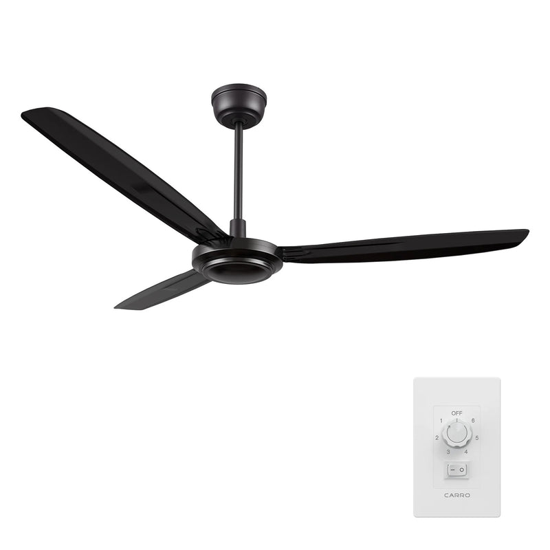 Carro Oberon 56in 3-Blade Ceiling Fan | Black Iron Blades with Wall Control | Living Room & High Ceilings | 56 x 56 x 18.3 in | Model CFW563Z1-N10-B2-1