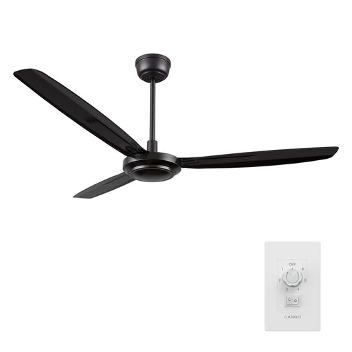 Carro Oberon 56in 3-Blade Ceiling Fan | Black Iron Blades with Wall Control | Living Room & High Ceilings | 56 x 56 x 18.3 in | Model CFW563Z1-N10-B2-1