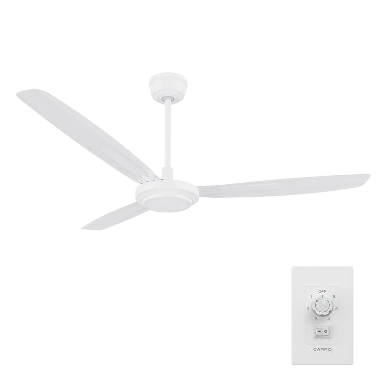 Carro Oberon 56in 3-Blade Ceiling Fan | White Iron Blades with Wall Control | Living Room & High Ceilings | 56 x 56 x 18.3 in | Model CFW563Z1-N10-W1-1