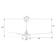 Carro Oberon 56in 3-Blade Ceiling Fan | White Iron Blades with Wall Control | Living Room & High Ceilings | 56 x 56 x 18.3 in | Model CFW563Z1-N10-W1-1