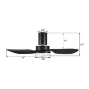 Carro Ryna 36in Flush Mount Smart Ceiling Fan | Modern Black PP Blades and Integrated LED | Bedroom & Living Room | 36 x 36 x | Model SFR363V2-L12-B2-1-FM