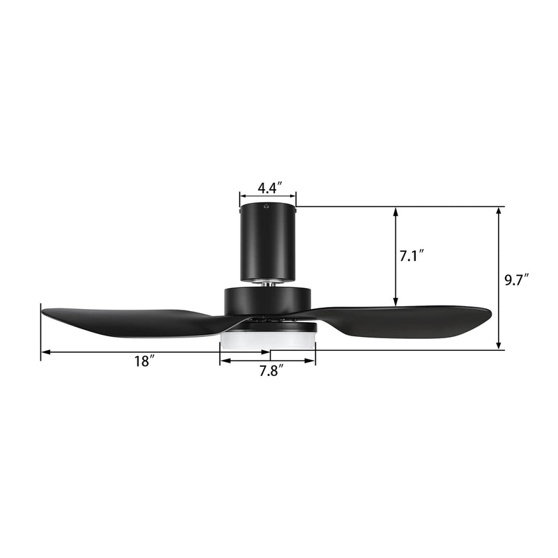 Carro Ryna 36in Flush Mount Smart Ceiling Fan | Modern Black PP Blades and Integrated LED | Bedroom & Living Room | 36 x 36 x | Model SFR363V2-L12-B2-1-FM