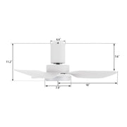 Carro Ryna 36in Flush Mount Smart Ceiling Fan | Modern White PP Blades and Integrated LED | Bedroom & Living Room | 36 x 36 x | Model SFR363V2-L12-W1-1-FM