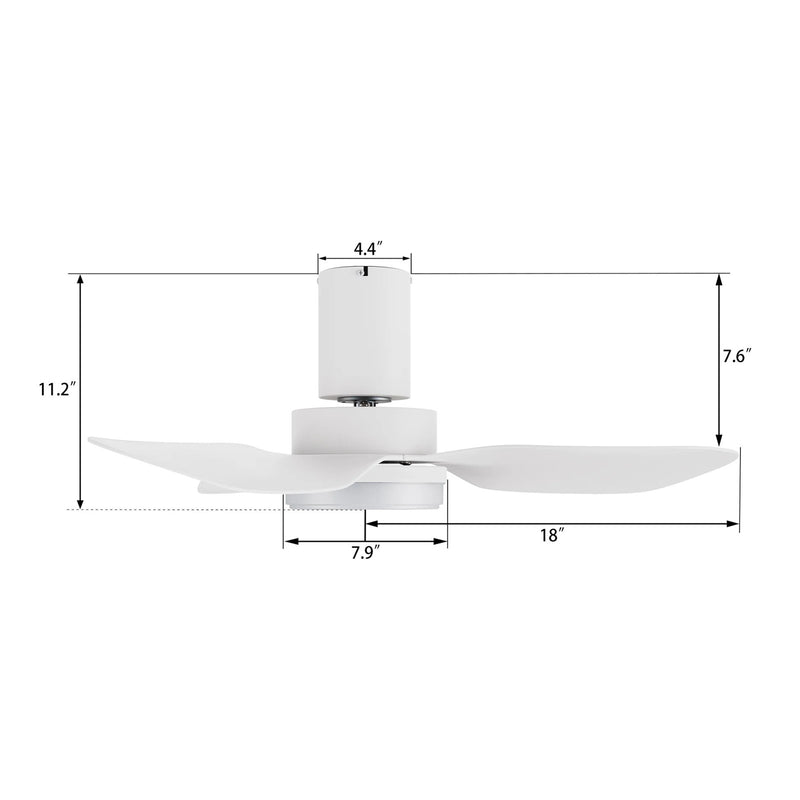 Carro Ryna 36in Flush Mount Smart Ceiling Fan | Modern White PP Blades and Integrated LED | Bedroom & Living Room | 36 x 36 x | Model SFR363V2-L12-W1-1-FM
