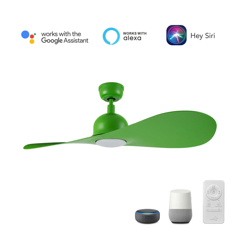 Carro Mako 42in 2-Blade Smart Ceiling Fan | Modern White Green ABS Blades | Living Room & Bedroom | 13.6 x 42 x 42 in | Model SFR422G2-L11-WA-1