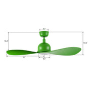 Carro Mako 42in 2-Blade Smart Ceiling Fan | Modern White Green ABS Blades | Living Room & Bedroom | 13.6 x 42 x 42 in | Model SFR422G2-L11-WA-1