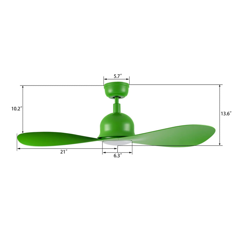Carro Mako 42in 2-Blade Smart Ceiling Fan | Modern White Green ABS Blades | Living Room & Bedroom | 13.6 x 42 x 42 in | Model SFR422G2-L11-WA-1