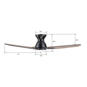 Carro Calen 44in 3-Blade Flush Mount Smart Ceiling Fan | Modern Black Barnwood Plywood Blades | Living Room & Covered Patio | Model SFR443J3-L11-BS-1-FM