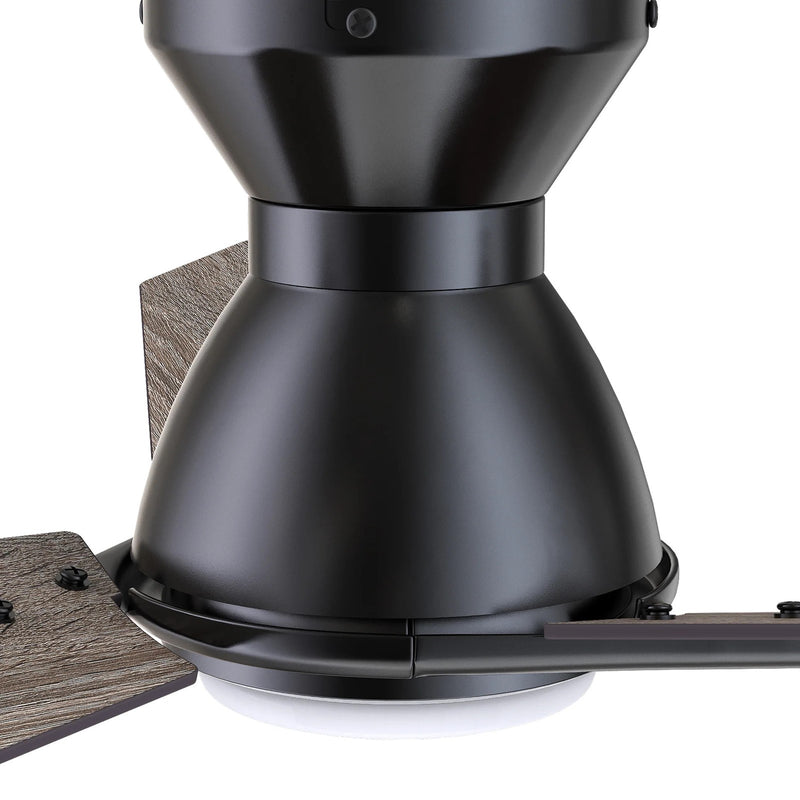 Carro Calen 44in 3-Blade Flush Mount Smart Ceiling Fan | Modern Black Barnwood Plywood Blades | Living Room & Covered Patio | Model SFR443J3-L11-BS-1-FM