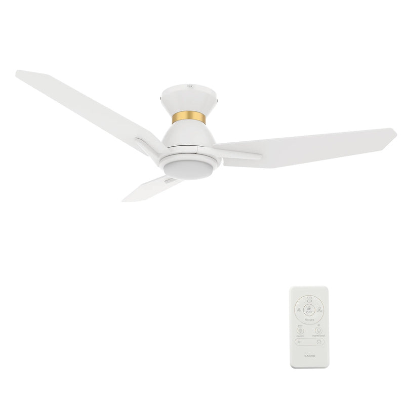 Carro Calen 44in 3-Blade Smart Ceiling Fan | White Gold Plywood | Living Room & Covered Patio | 44 x 44 x 10.4 in, Flush | Model SFR443J3-L11-W1-1-FMA