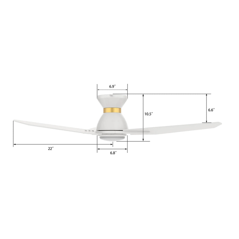 Carro Calen 44in 3-Blade Smart Ceiling Fan | White Gold Plywood | Living Room & Covered Patio | 44 x 44 x 10.4 in, Flush | Model SFR443J3-L11-W1-1-FMA