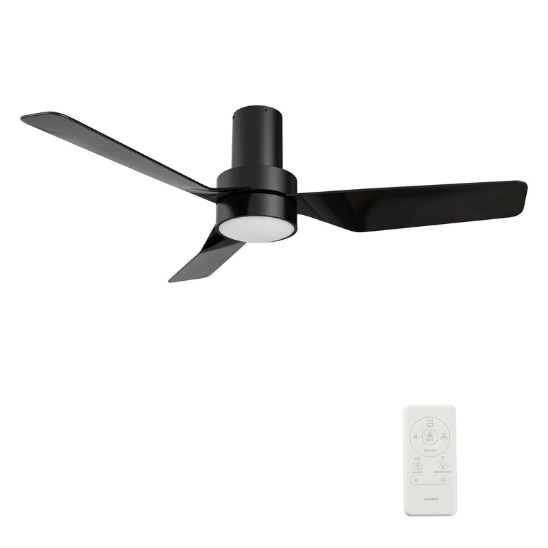 Carro Porter 44in 3-Blade Flush Smart Ceiling Fan | Black ABS Blades and Integrated 4000K LED | Living Room & Bedroom | 44 x | Model SFR443N2-L11-B2-1-FM