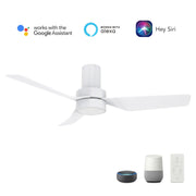 Carro Porter 44in 3-Blade Flush Smart Ceiling Fan | White ABS Blades and Integrated 4000K LED | Living Room & Bedroom | 44 x | Model SFR443N2-L11-W1-1-FM