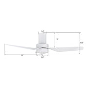 Carro Porter 44in 3-Blade Flush Smart Ceiling Fan | White ABS Blades and Integrated 4000K LED | Living Room & Bedroom | 44 x | Model SFR443N2-L11-W1-1-FM