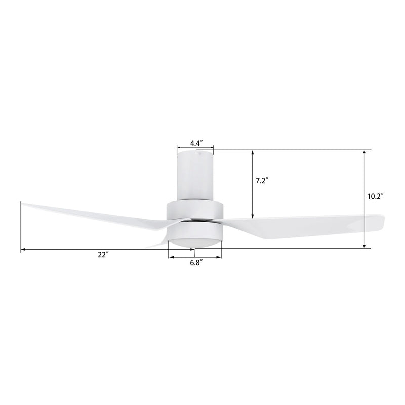 Carro Porter 44in 3-Blade Flush Smart Ceiling Fan | White ABS Blades and Integrated 4000K LED | Living Room & Bedroom | 44 x | Model SFR443N2-L11-W1-1-FM