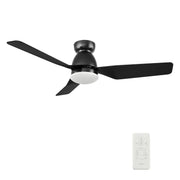 Carro Kensee 44in Flush Smart Ceiling Fan | Black ABS Blades with Integrated LED | Living Room & Bedroom | 44 x 44 x 11 in | Model SFR443N5-L12-B2-1-FM