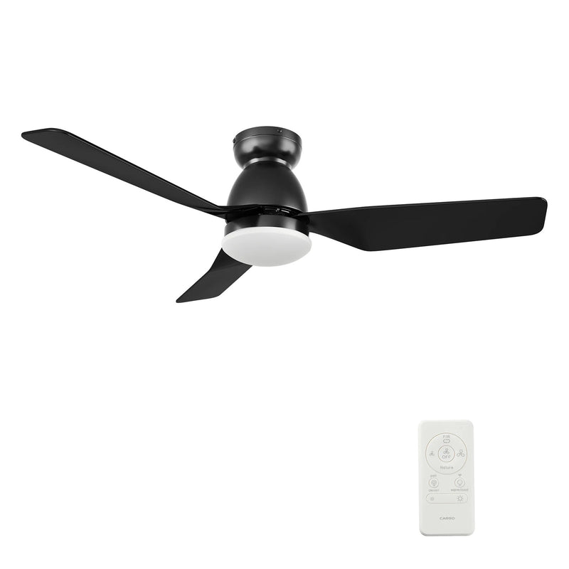 Carro Kensee 44in Flush Smart Ceiling Fan | Black ABS Blades with Integrated LED | Living Room & Bedroom | 44 x 44 x 11 in | Model SFR443N5-L12-B2-1-FM
