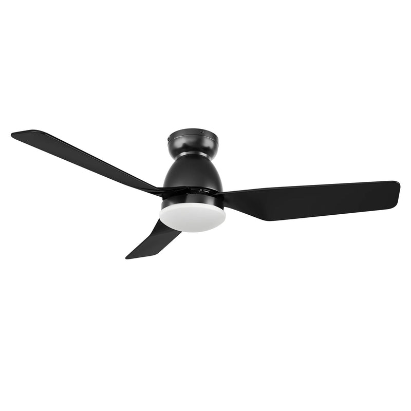 Carro Kensee 44in Flush Smart Ceiling Fan | Black ABS Blades with Integrated LED | Living Room & Bedroom | 44 x 44 x 11 in | Model SFR443N5-L12-B2-1-FM