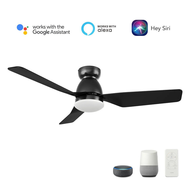 Carro Kensee 44in Flush Smart Ceiling Fan | Black ABS Blades with Integrated LED | Living Room & Bedroom | 44 x 44 x 11 in | Model SFR443N5-L12-B2-1-FM